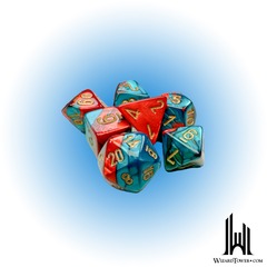 Gemini Mini-Polyhedral 7-Die Set Red-Teal/Gold